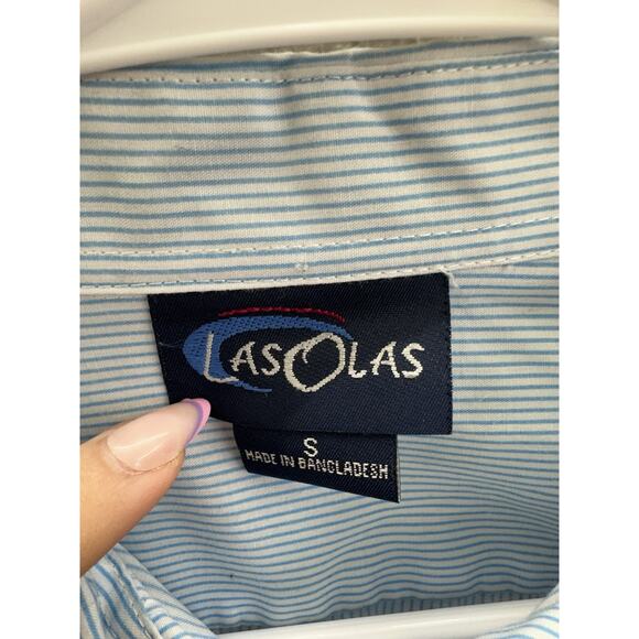 Las Olas Womens Shirt Size Small Stripped Long Sleeve Button Up Beach Theme - Picture 4 of 14